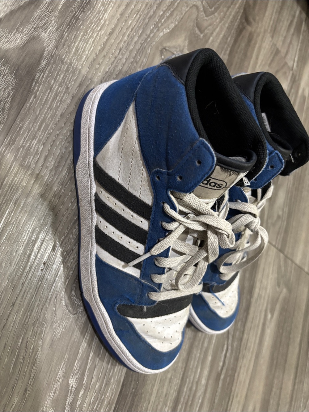 adidas Kids Blue White and Black High-Top Sneakers
